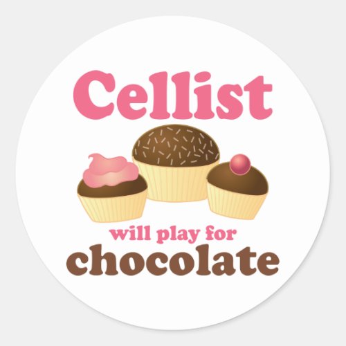 Funny Cello Chocolate Design Classic Round Sticker