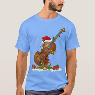 Funny Cello Music Lover Xmas Lighting Santa Cello T-Shirt