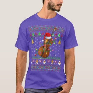 Funny Cello Music Lover Xmas Santa Hat Cello Ugly  T-Shirt