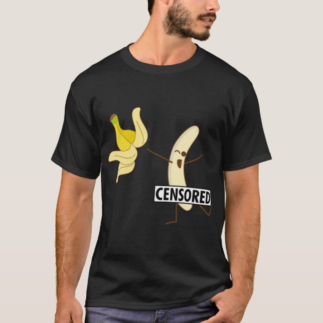 Funny Censored Banana Strip For Cute Peel Boy And  T-Shirt (Front)