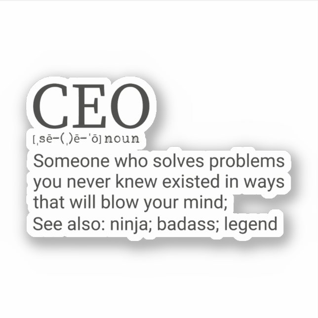 Funny CEO Definition, Gift for CEO Sticker (Front)