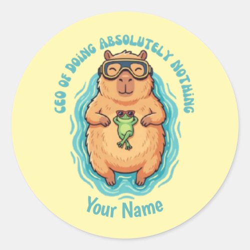 Funny CEO of Doing Nothing Capybara Classic Round Sticker