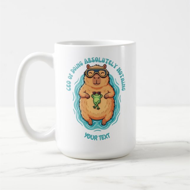 Funny CEO of Doing Nothing Capybara Custom Coffee Mug (Left)