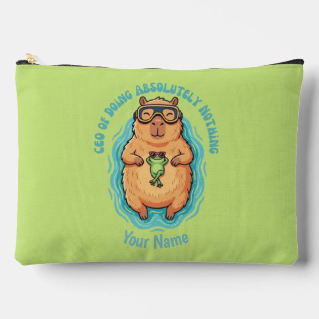 Funny CEO of Doing Nothing Capybara Frog Accessory Pouch (Front)