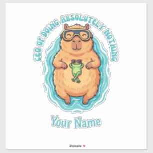 Funny CEO of Doing Nothing Capybara Frog Sticker