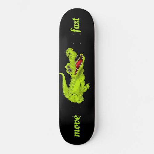 Funny Ceocodile on Black Skateboard