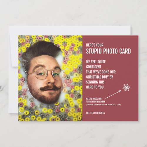 Funny Cereal Guy Christmas Stupid Photo Card