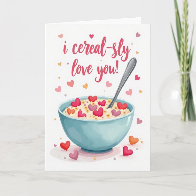 Funny Cereal Love Pun Card (Front)