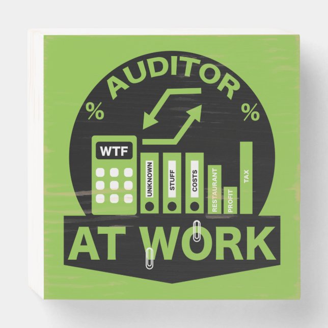 Funny Certified Auditor Gift Wooden Box Sign (Front Horizontal)