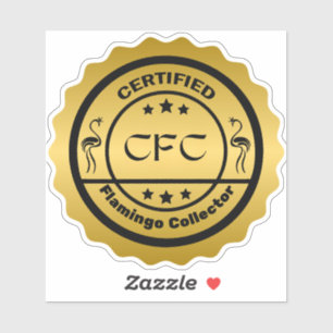 Funny Certified Flamingo Collector Black and Gold Sticker