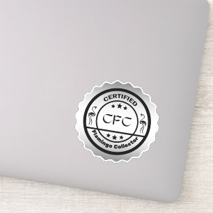 Funny Certified Flamingo Collector Black & Silver Sticker