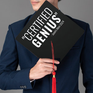 Funny Certified Genius Mom Quote Graduation Cap Topper