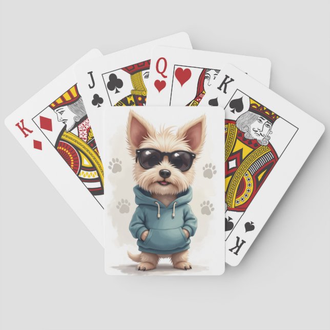 Funny Cesky Terrier Kawaii Dog Poker Cards (Back)
