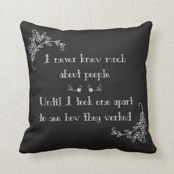 Funny Chalkboard Art Pillow by ChiaPetRescue at Zazzle