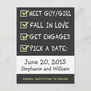 Funny Chalkboard Checklist Save the Date Announcement Postcard