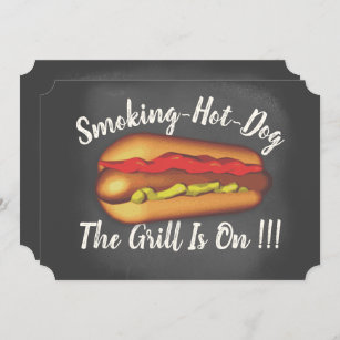Funny Chalkboard Hotdog BBQ Invitation