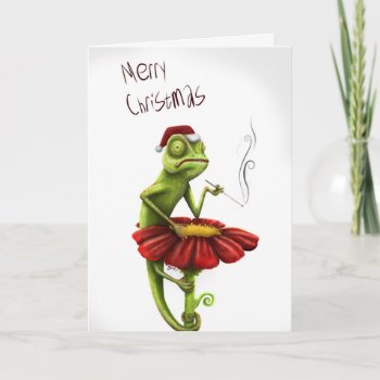 Funny Chameleon Christmas Card by CloudCatDesigns at Zazzle