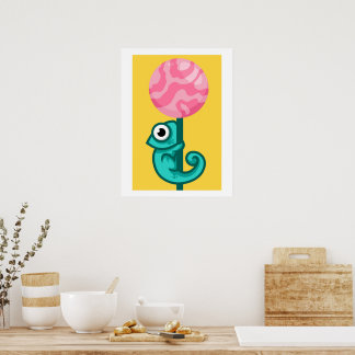 Funny Chameleon- Cute Animal Playroom Poster