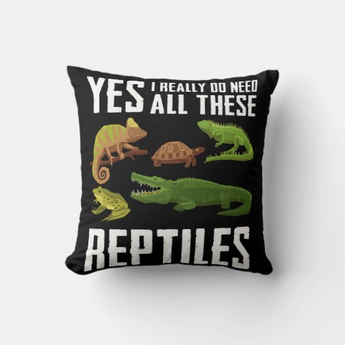 Funny Chameleon Frog Turtle Reptile Lover Throw Pillow
