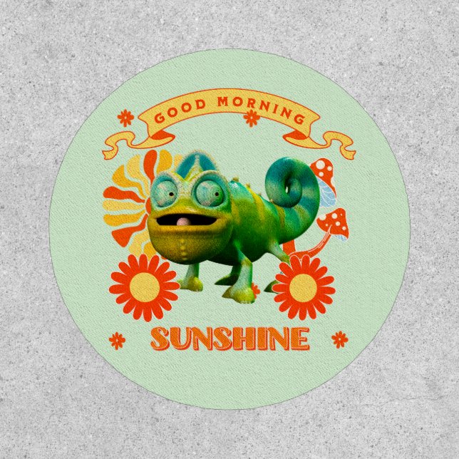 Funny Chameleon Good Morning Sunshine Patch (Front)