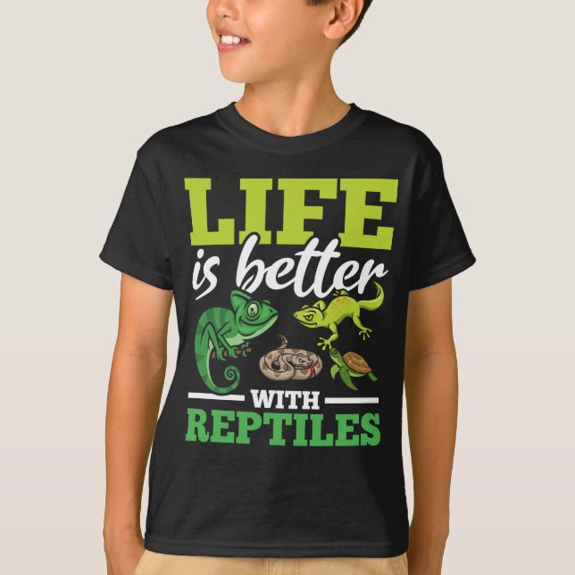 Funny Chameleon Snake Gecko Turtle Reptile Lover T-Shirt (Front)