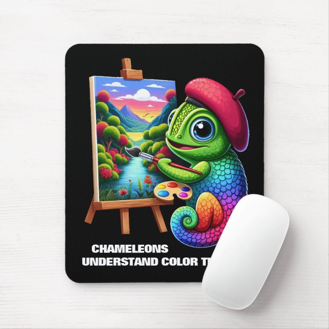 Funny Chameleons Understand Color Theory Mouse Pad (With Mouse)