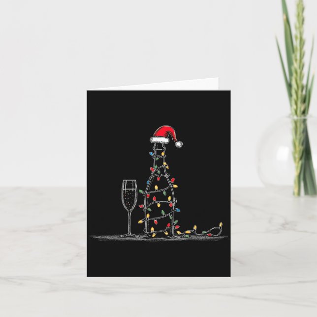 Funny Champagne Christmas Graphics Lights Lover Dr Card (Front)