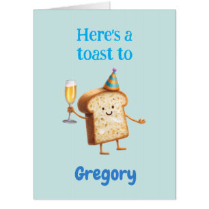 Funny Champagne Toast Character for Men, Bubbly Card