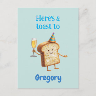 Funny Champagne Toast Character for Men, Bubbly  Postcard