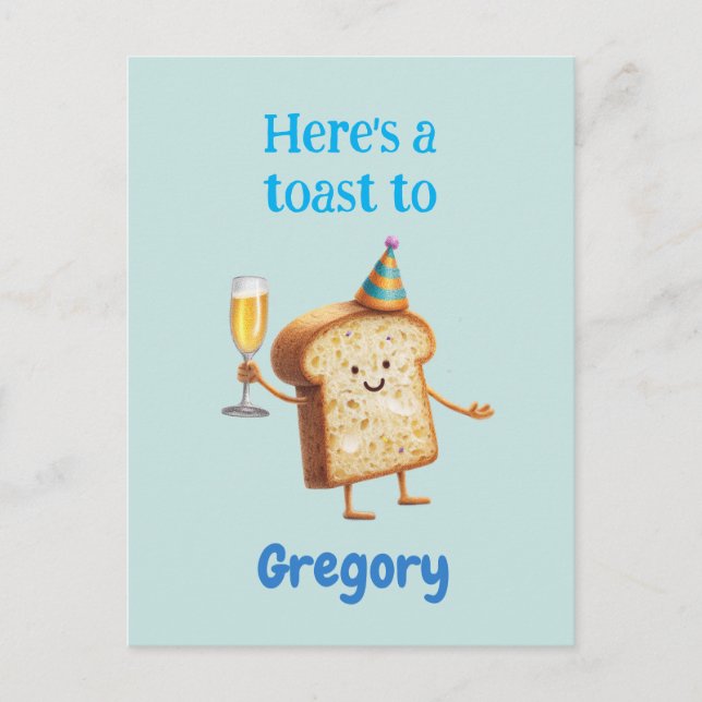 Funny Champagne Toast Character for Men, Bubbly  Postcard (Front)