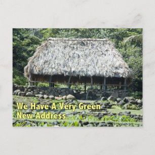 Funny Change of Address - Polynesian Hut Announcement Postcard