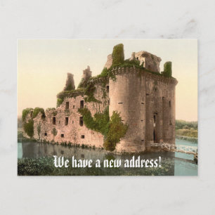 Funny change of address with castle announcement postcard