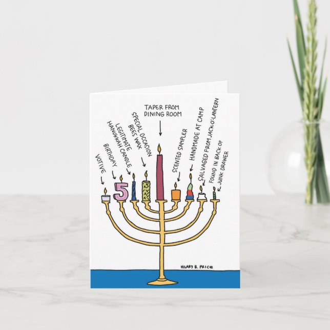Funny Chanukah Greeting Card - Menorah Candles (Front)