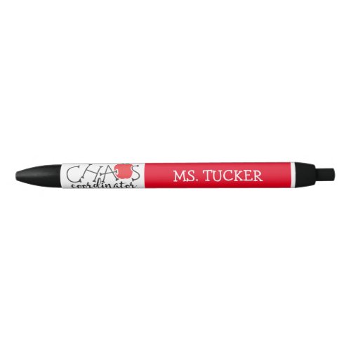 Funny Chaos Coordinator Teacher Red Apple Black Ink Pen