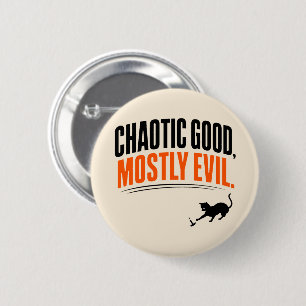Funny Chaotic Good Mostly Evil Black Cat Halloween Button