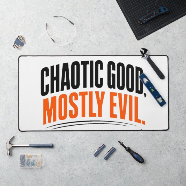 Funny Chaotic Good Mostly Evil Black Cat Halloween Desk Mat (Workstation)