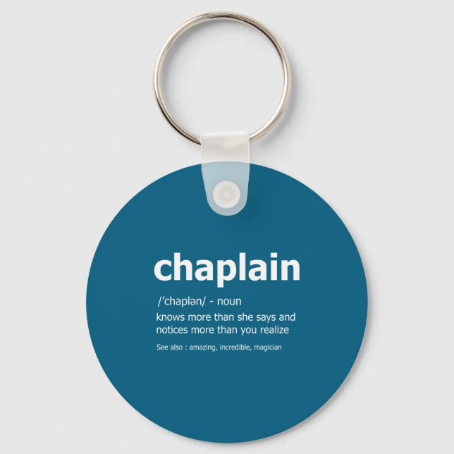 Funny Chaplain Definition New Job Gift For Chaplai Keychain (Front)