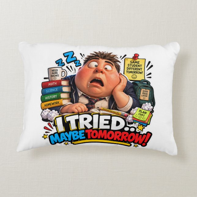 Funny Characters Back to School Balloon Accent Pillow (Back)