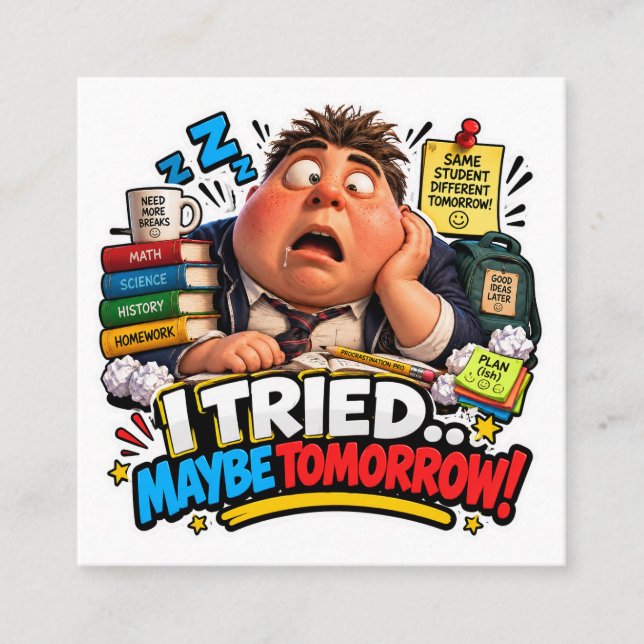 Funny Characters Back to School Balloon Calling Card (Front)