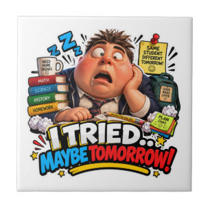 Funny Characters Back to School Balloon Ceramic Tile