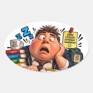 Funny Characters Back to School Balloon Oval Sticker