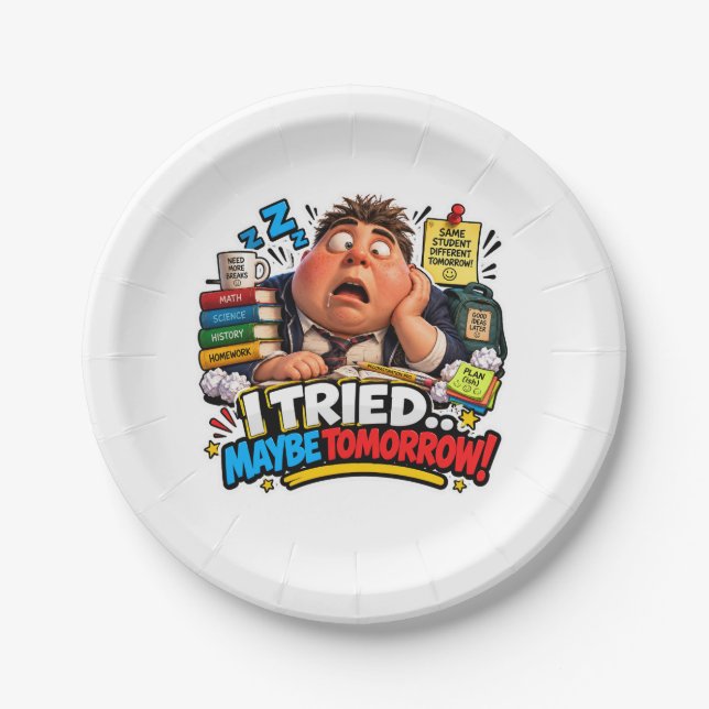 Funny Characters Back to School Balloon Paper Plates (Front)