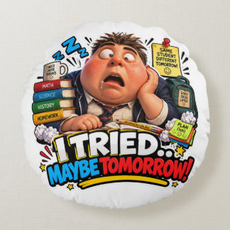 Funny Characters Back to School Balloon Round Pillow