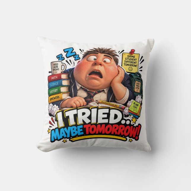 Funny Characters Back to School Balloon Throw Pillow (Front)