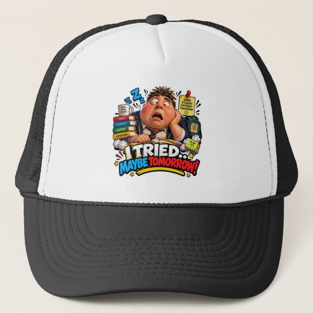 Funny Characters Back to School Balloon Trucker Hat (Front)