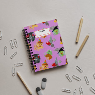 Funny characters on lilac. Personalized name Notebook