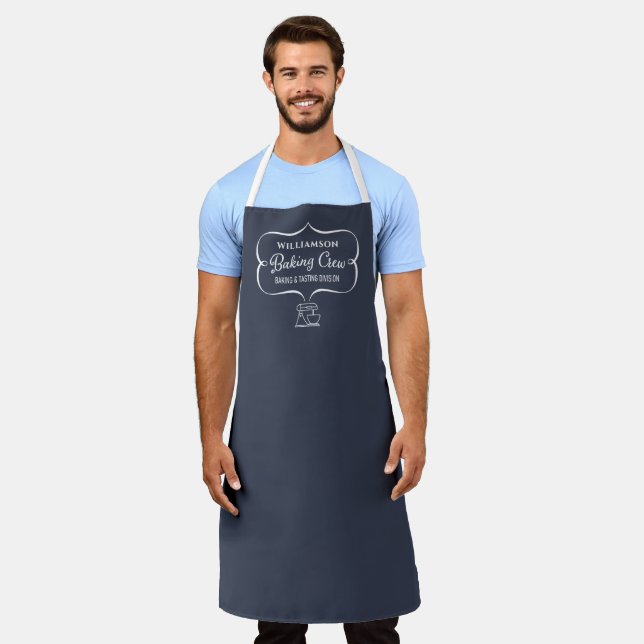 Funny Charcoal Gray Baking Family Monogrammed Apron (Worn)