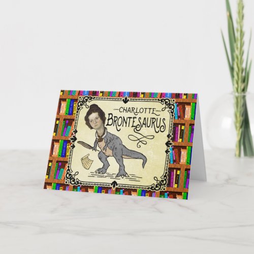 Funny Charlotte Bronte Saurus Dinosaur Book Reader Card
