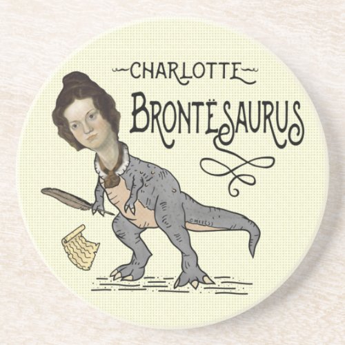 Funny Charlotte Bronte Saurus Dinosaur Book Reader Coaster
