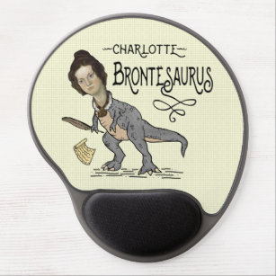 Funny Charlotte Bronte Saurus Dinosaur Book Reader Gel Mouse Pad